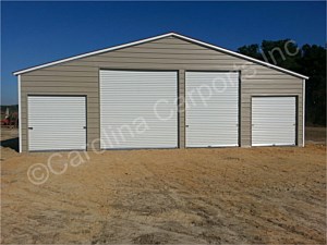 Vertical Roof Style Seneca Barn Fully Enclosed All Around with Garage Doors